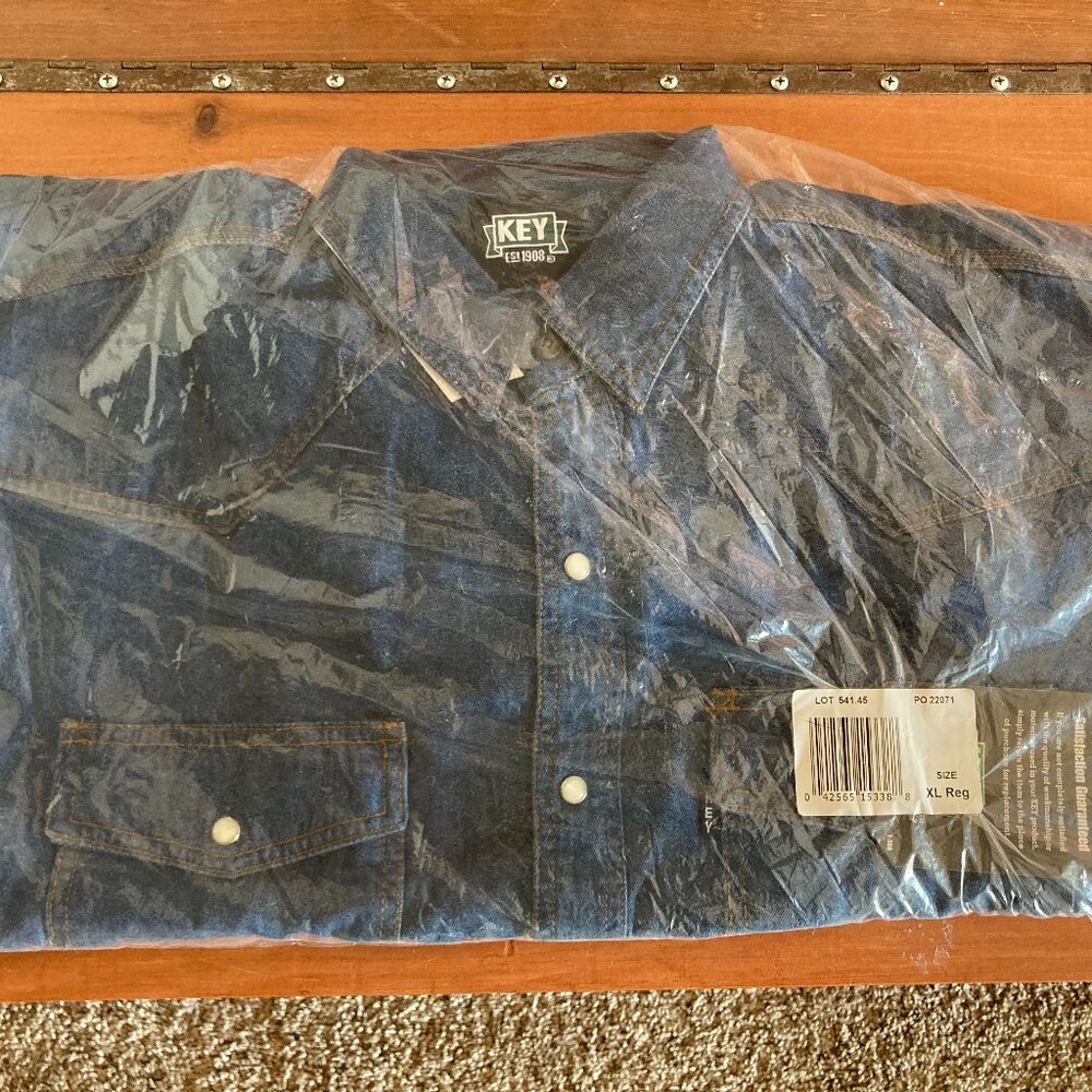 KEY - Denim Pearl Snap Western Shirt - Long Sleeve - XL